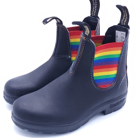 Blundstone Rainbow Pride Black Leather Chelsea Ankle Boots Womens 6 - Picture 4 of 13